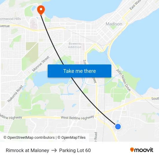 Rimrock at Maloney to Parking Lot 60 map
