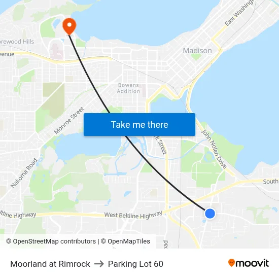 Moorland at Rimrock to Parking Lot 60 map