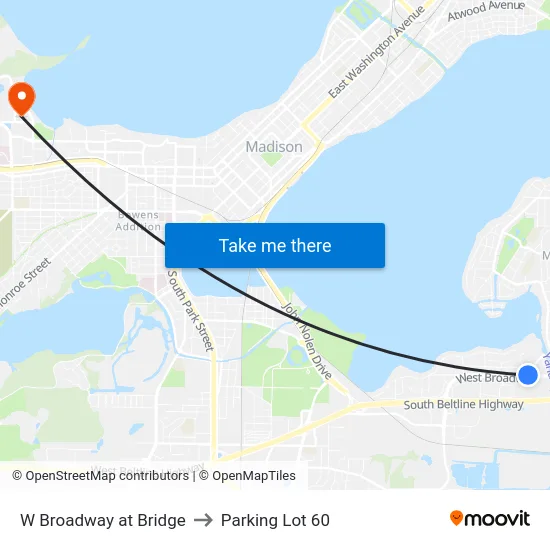 W Broadway at Bridge to Parking Lot 60 map