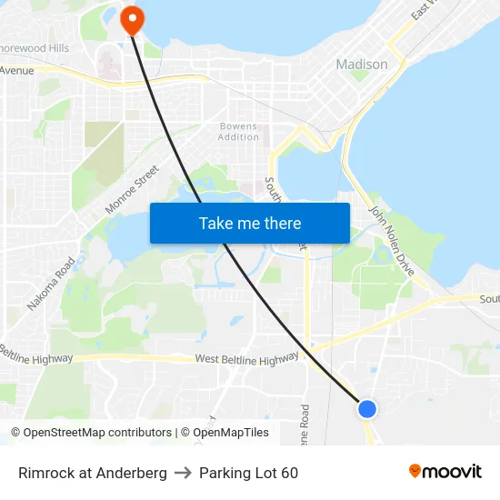 Rimrock at Anderberg to Parking Lot 60 map