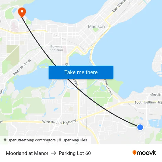 Moorland at Manor to Parking Lot 60 map