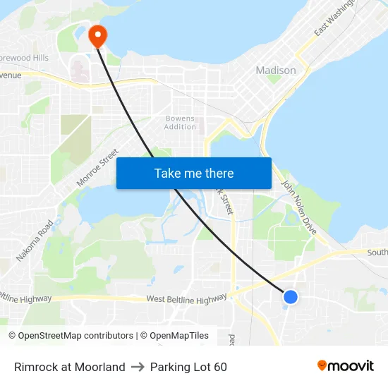Rimrock at Moorland to Parking Lot 60 map