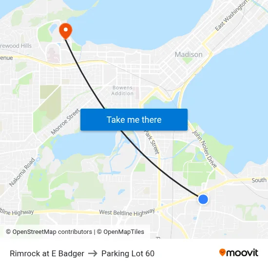 Rimrock at E Badger to Parking Lot 60 map