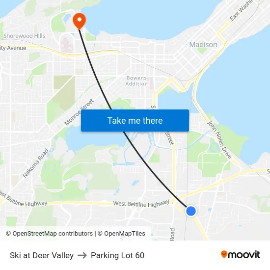 Ski at Deer Valley to Parking Lot 60 map