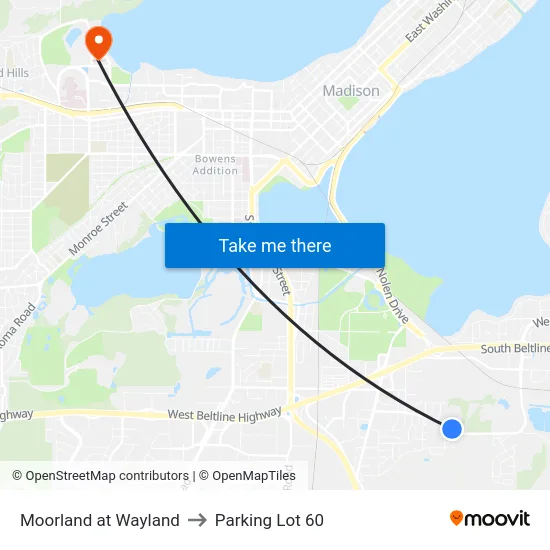 Moorland at Wayland to Parking Lot 60 map