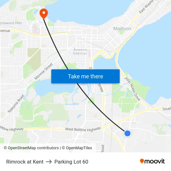 Rimrock at Kent to Parking Lot 60 map