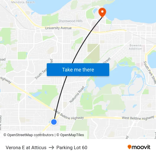 Verona E at Atticus to Parking Lot 60 map