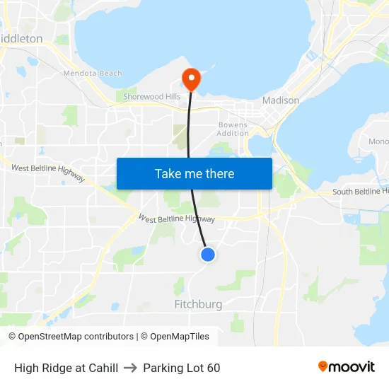 High Ridge at Cahill to Parking Lot 60 map