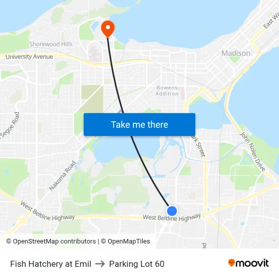 Fish Hatchery at Emil to Parking Lot 60 map