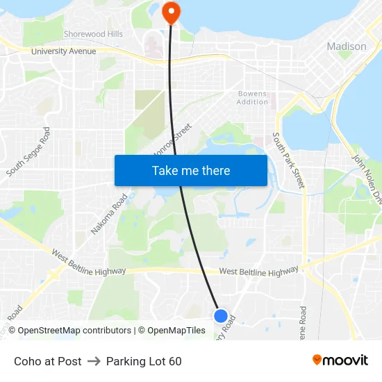 Coho at Post to Parking Lot 60 map