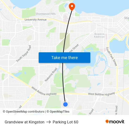 Grandview at Kingston to Parking Lot 60 map