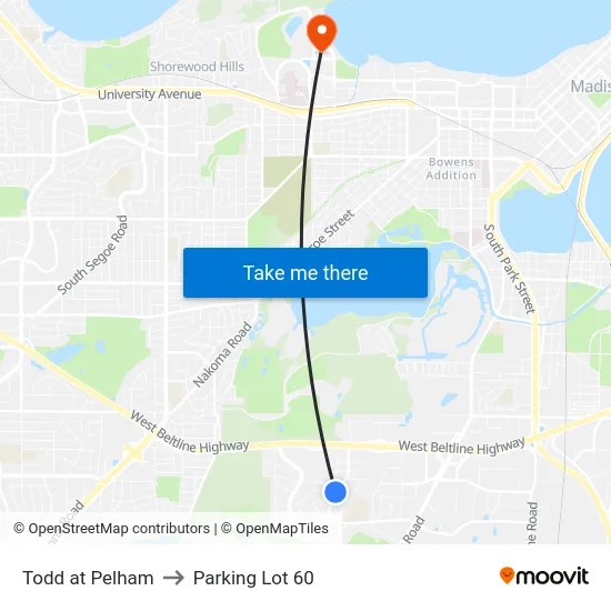 Todd at Pelham to Parking Lot 60 map