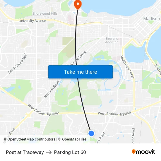 Post at Traceway to Parking Lot 60 map