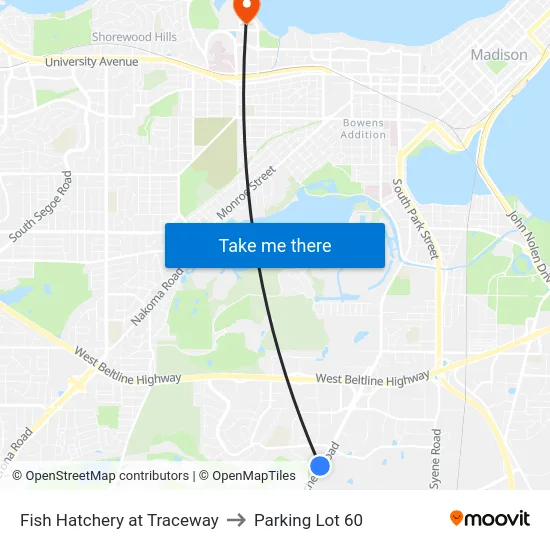 Fish Hatchery at Traceway to Parking Lot 60 map