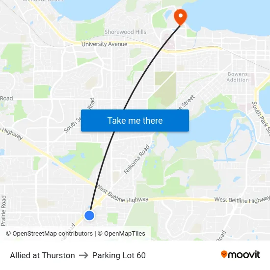 Allied at Thurston to Parking Lot 60 map