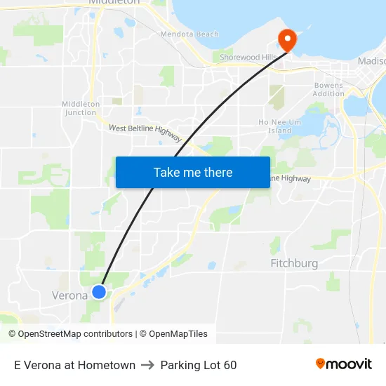 E Verona at Hometown to Parking Lot 60 map