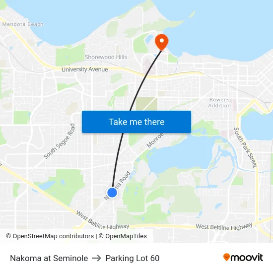 Nakoma at Seminole to Parking Lot 60 map