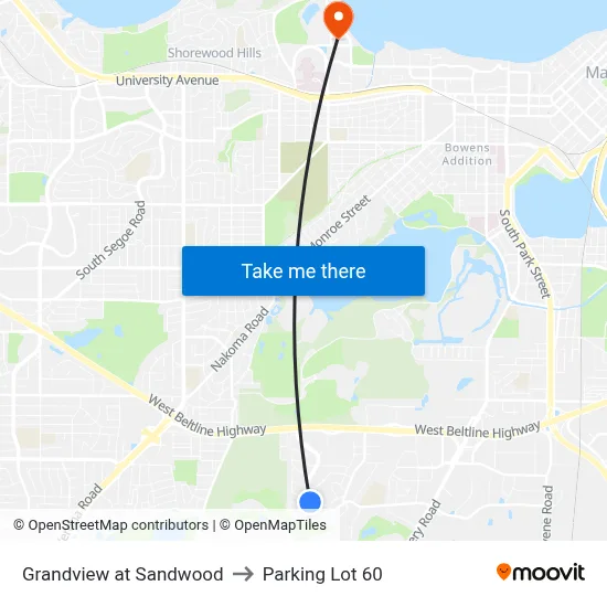 Grandview at Sandwood to Parking Lot 60 map