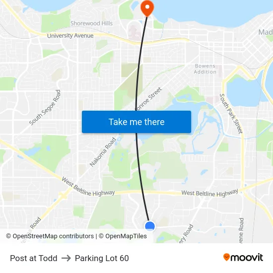 Post at Todd to Parking Lot 60 map