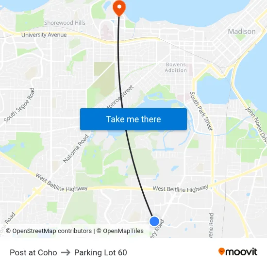 Post at Coho to Parking Lot 60 map