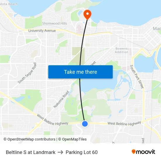 Beltline S at Landmark to Parking Lot 60 map