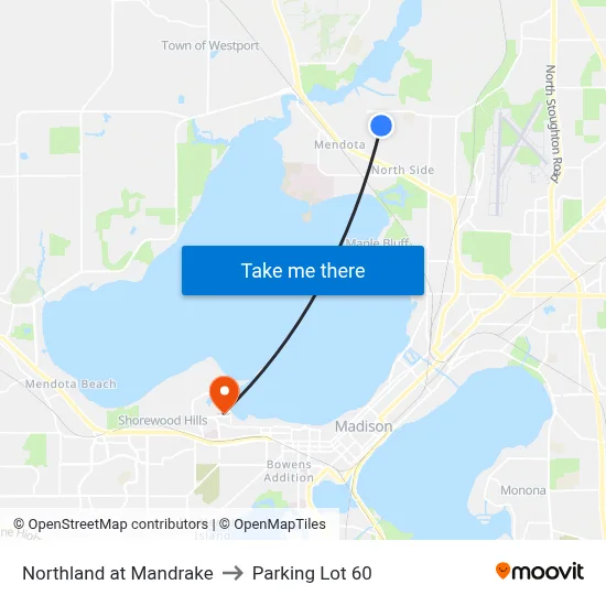Northland at Mandrake to Parking Lot 60 map