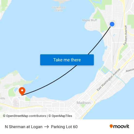 N Sherman at Logan to Parking Lot 60 map