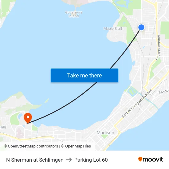 N Sherman at Schlimgen to Parking Lot 60 map