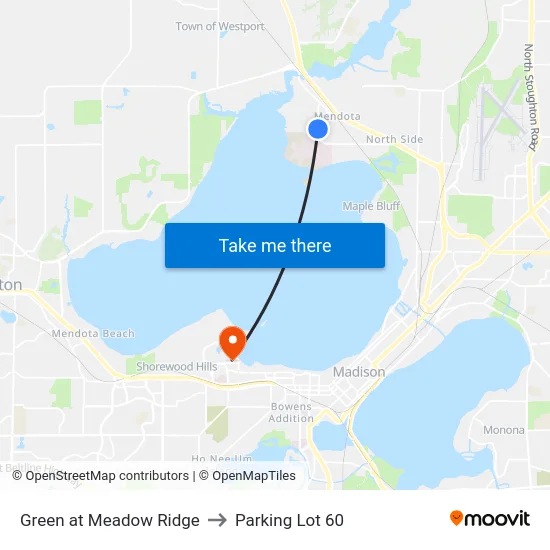 Green at Meadow Ridge to Parking Lot 60 map
