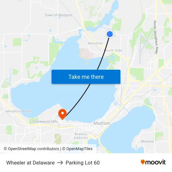 Wheeler at Delaware to Parking Lot 60 map