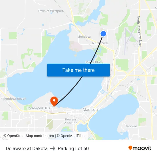 Delaware at Dakota to Parking Lot 60 map