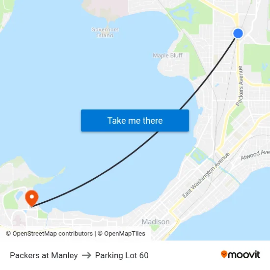Packers at Manley to Parking Lot 60 map