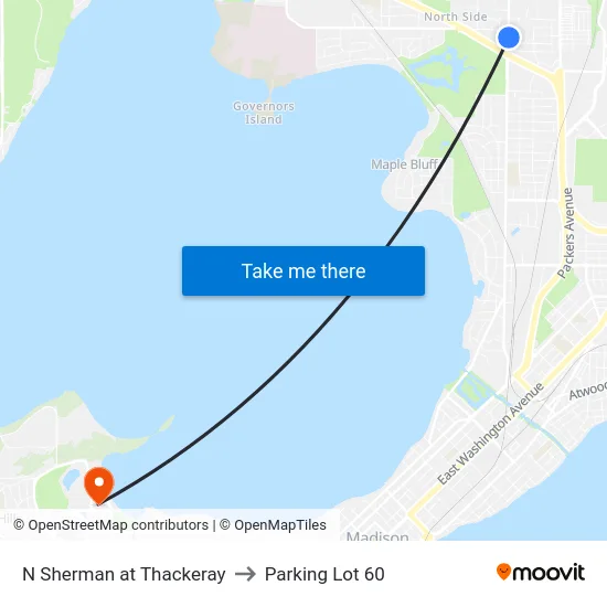 N Sherman at Thackeray to Parking Lot 60 map