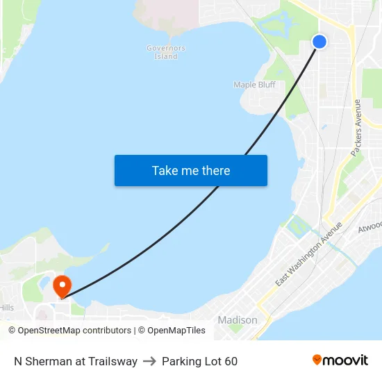 N Sherman at Trailsway to Parking Lot 60 map
