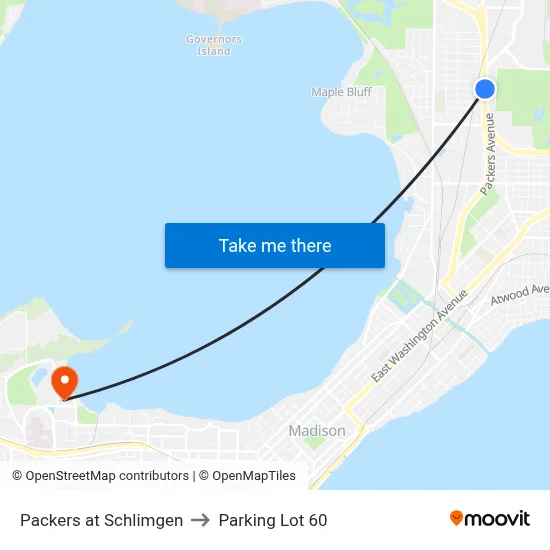 Packers at Schlimgen to Parking Lot 60 map