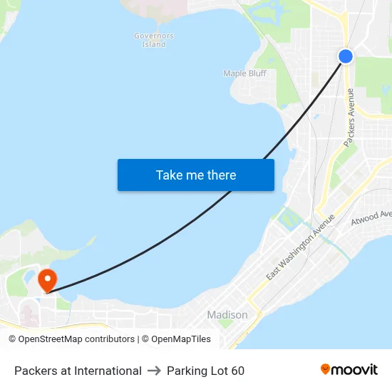 Packers at International to Parking Lot 60 map
