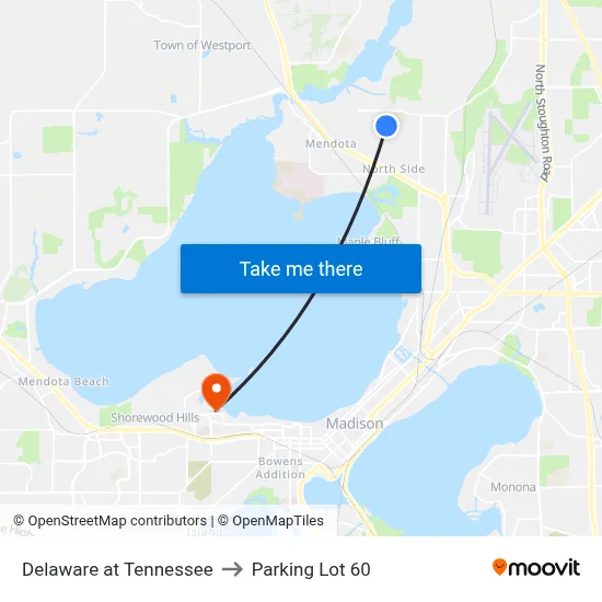 Delaware at Tennessee to Parking Lot 60 map