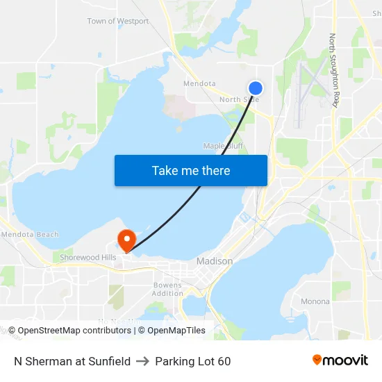 N Sherman at Sunfield to Parking Lot 60 map