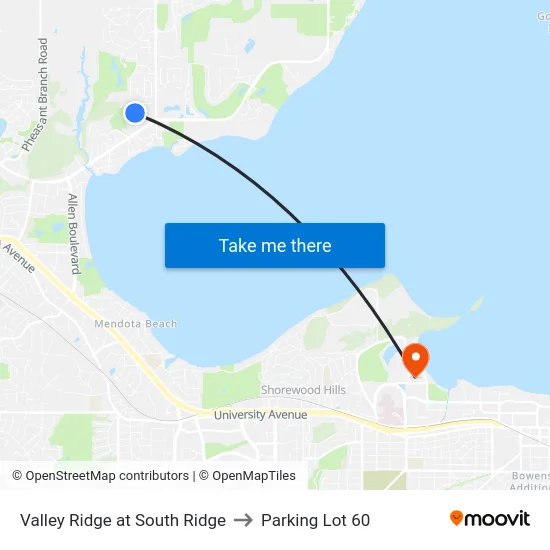 Valley Ridge at South Ridge to Parking Lot 60 map