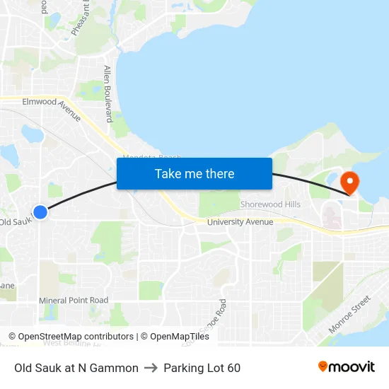 Old Sauk at N Gammon to Parking Lot 60 map