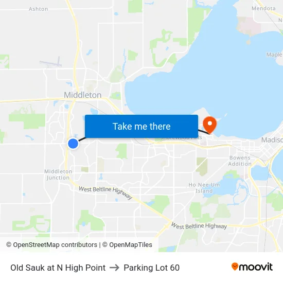 Old Sauk at N High Point to Parking Lot 60 map