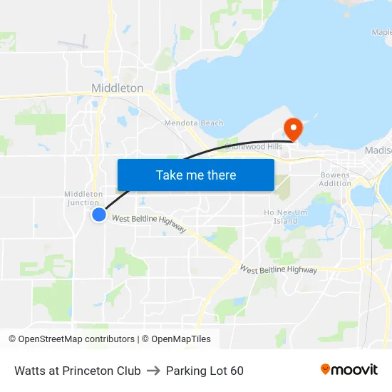 Watts at Princeton Club to Parking Lot 60 map