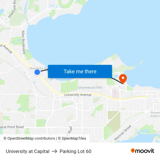 University at Capital to Parking Lot 60 map