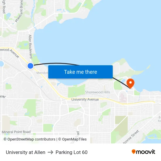 University at Allen to Parking Lot 60 map