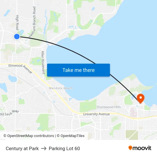 Century at Park to Parking Lot 60 map