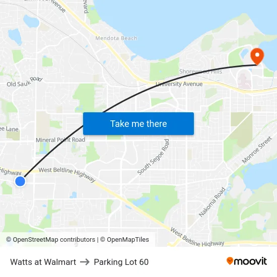 Watts at Walmart to Parking Lot 60 map