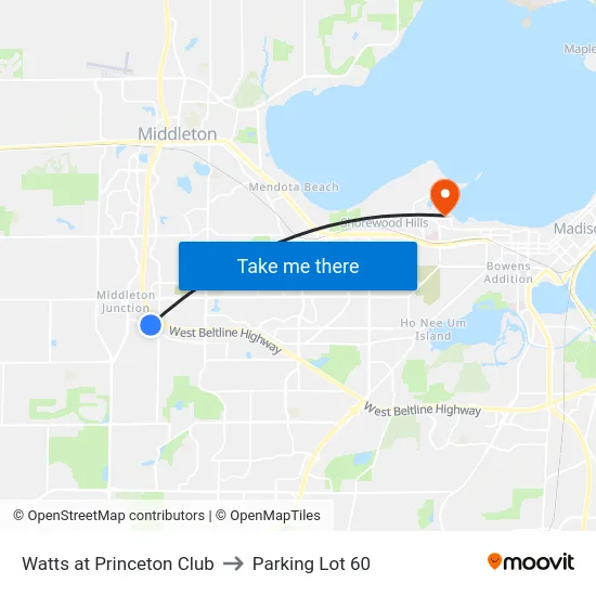 Watts at Princeton Club to Parking Lot 60 map