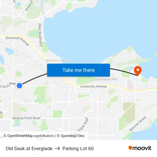 Old Sauk at Everglade to Parking Lot 60 map