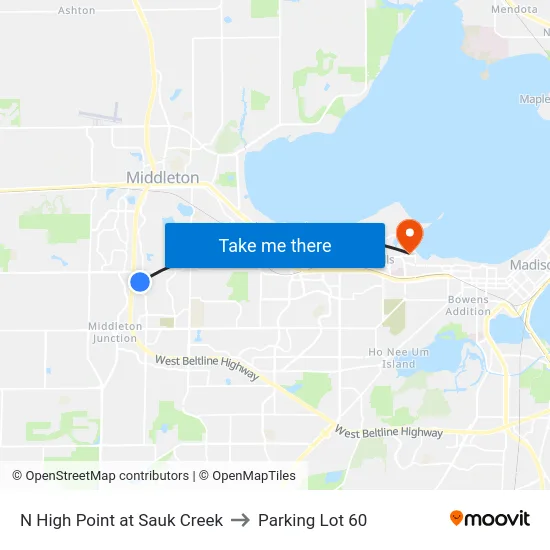 N High Point at Sauk Creek to Parking Lot 60 map