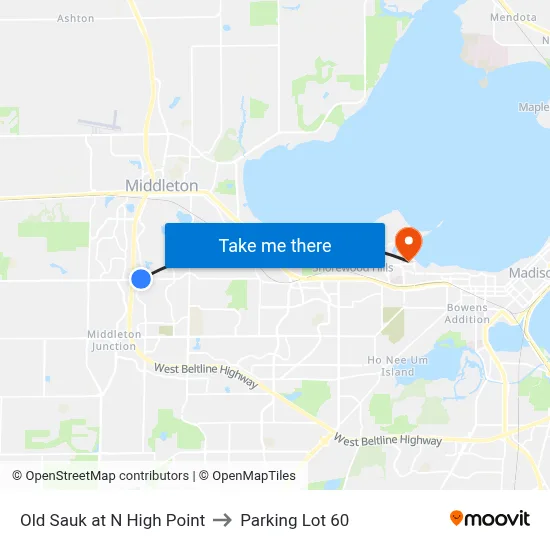 Old Sauk at N High Point to Parking Lot 60 map